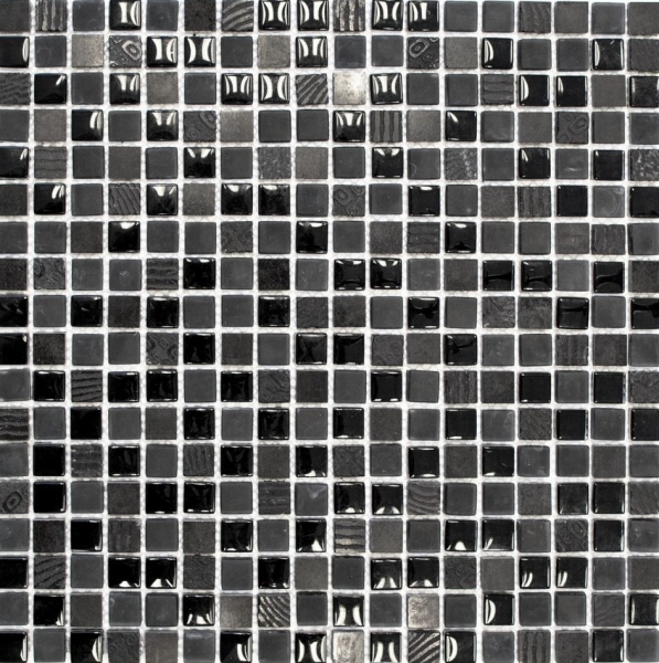 Hand-painted mosaic tile Tile backsplash Translucent dark gray black Glass mosaic Crystal stone Relief dark gray black MOS83-HQ19_m