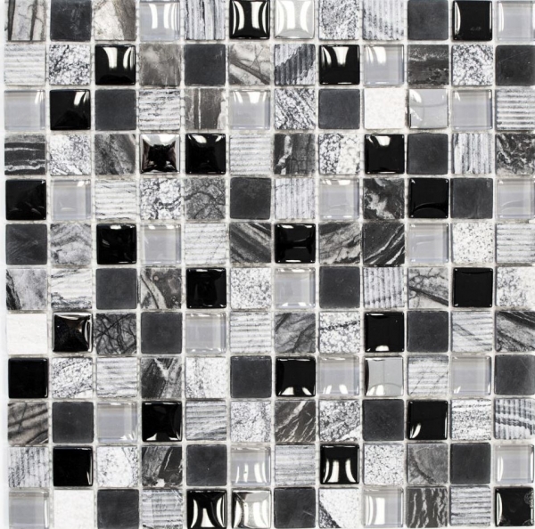 Hand-painted mosaic tile Tile backsplash Translucent gray black Glass mosaic Crystal stone EP gray black silver MOS83-HQ24_m