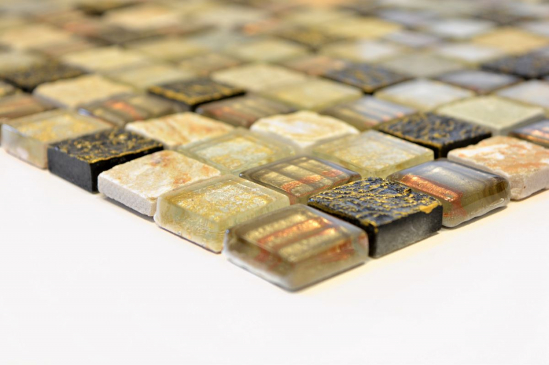 Hand-painted mosaic tile Tile backsplash Translucent gold brown Glass mosaic Crystal stone gold brown texture MOS83-CR17_m