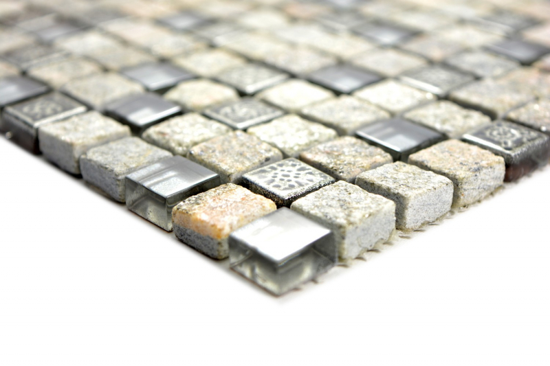 Mosaic tile Translucent gray glass mosaic Crystal stone Resin gray quartzite MOS92-02M7_f