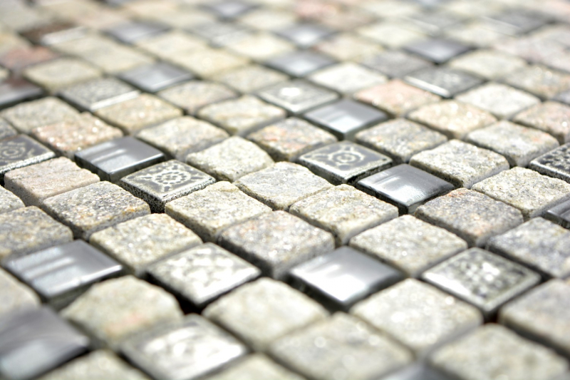 Mosaic tile Translucent gray glass mosaic Crystal stone Resin gray quartzite MOS92-02M7_f