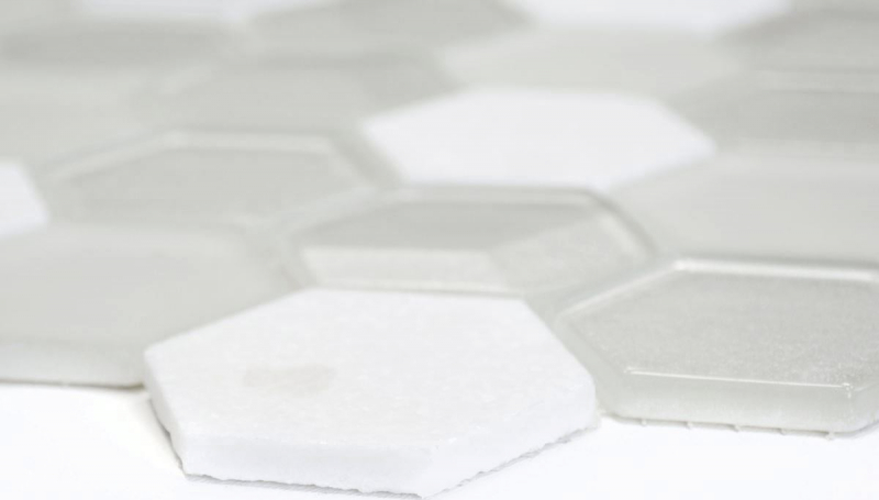 Natural stone glass mosaic mosaic tiles hexagonal white antique white cream white mother-of-pearl tile backsplash wall cladding bathroom - MOS11D-HXN11