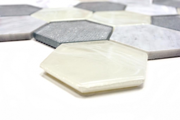 Mosaic tile Translucent gray silver Hexagon glass mosaic Crystal stone gray silver MOS11E-88_f