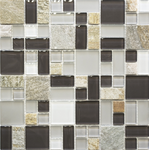 Hand-painted mosaic tile tile backsplash translucent gray brown combination glass mosaic Crystal stone gray brown MOS88-0206_m