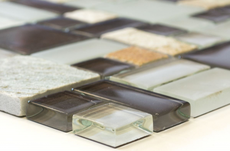 Hand-painted mosaic tile tile backsplash translucent gray brown combination glass mosaic Crystal stone gray brown MOS88-0206_m