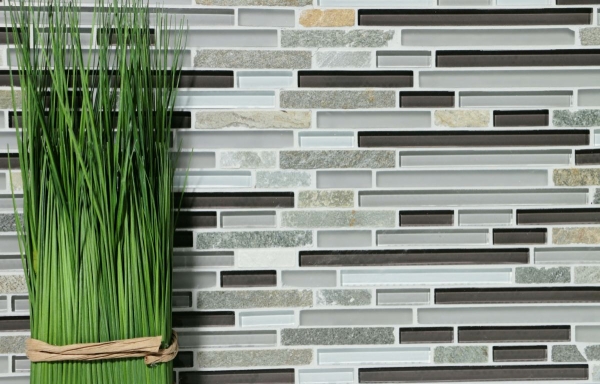 Mosaic tile kitchen splashback translucent gray brown composite glass mosaic Crystal stone gray brown MOS86-0202_f
