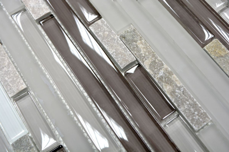 Mosaic tile kitchen splashback translucent gray brown composite glass mosaic Crystal stone gray brown MOS86-0202_f
