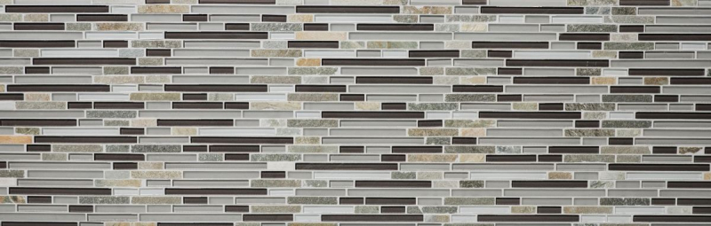 Mosaic tile kitchen splashback translucent gray brown composite glass mosaic Crystal stone gray brown MOS86-0202_f