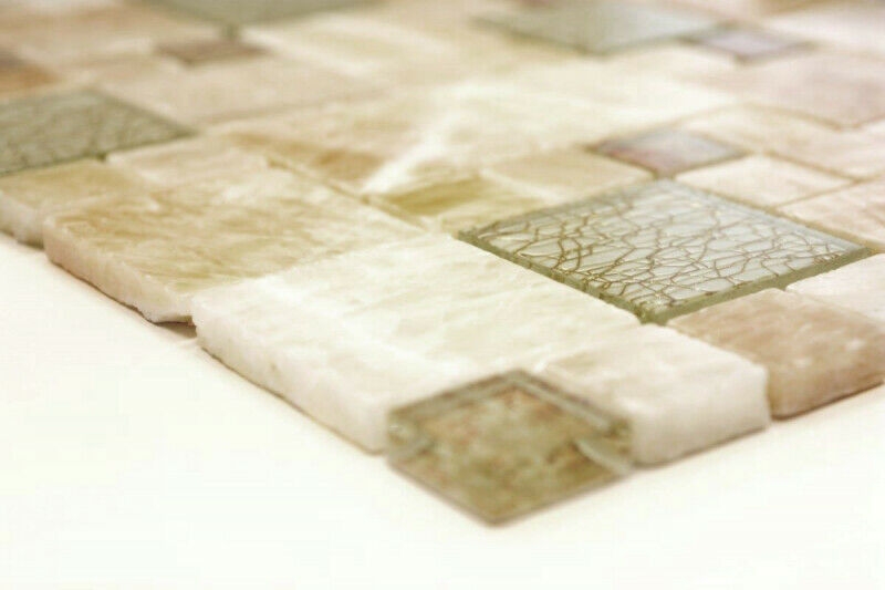 Mosaic tile kitchen splashback translucent amber gold combination glass mosaic crystal stone onyx elegance gold MOS88-MC649_f