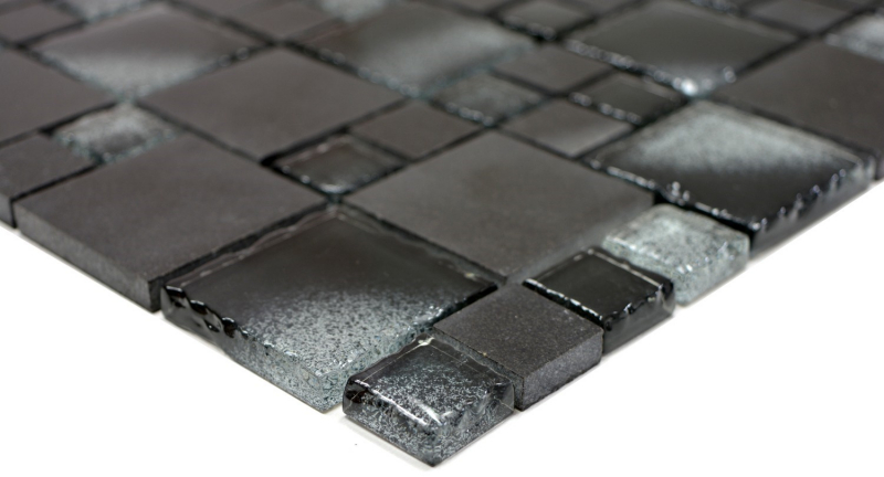 Hand-painted mosaic tile Translucent black combination glass mosaic Crystal stone black broken edge MOS88-0304_m