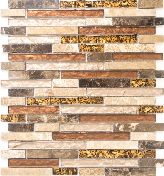 Hand-painted mosaic tile Tile backsplash Translucent beige brown Composite glass mosaic Crystal marble beige brown MOS86-1302_m