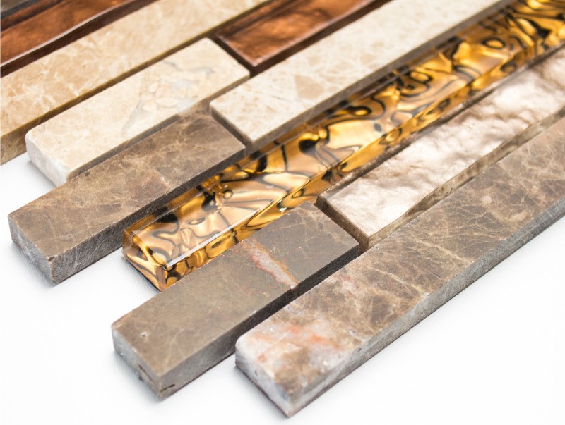 Glass mosaic natural stone rods glass mosaic mosaic tiles beige cream brown marble tile backsplash kitchen bathroom toilet - MOS86-1302