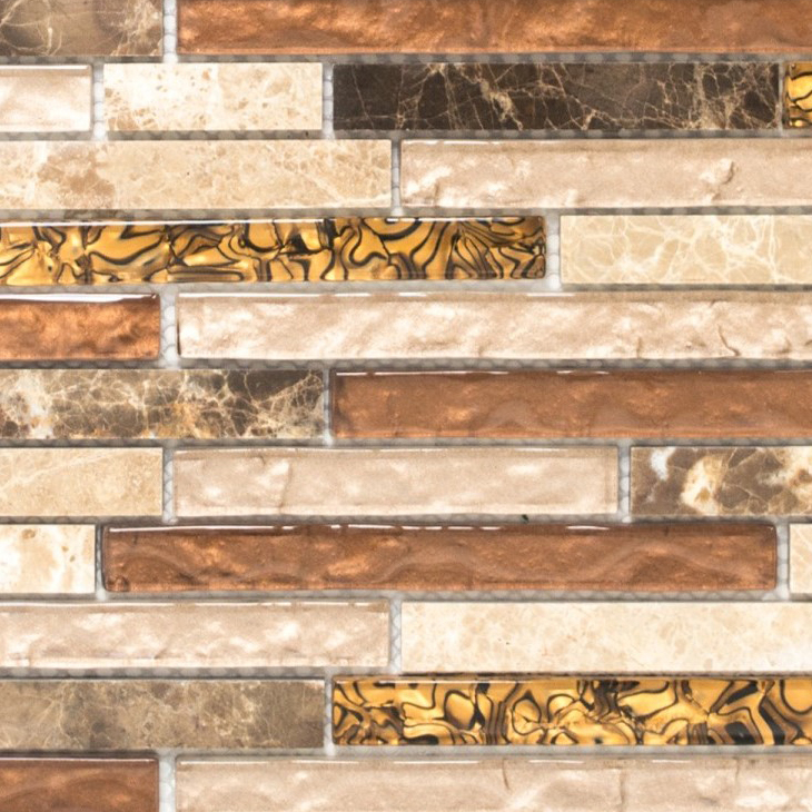 Hand-painted mosaic tile Tile backsplash Translucent beige brown Composite glass mosaic Crystal marble beige brown MOS86-1302_m