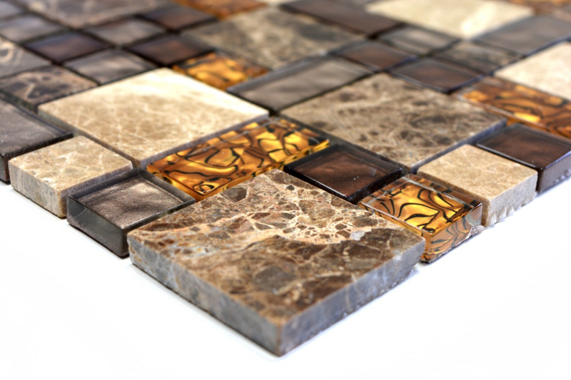 Mosaic tile Translucent beige brown Combination glass mosaic Crystal stone beige brown MOS88-1303_f