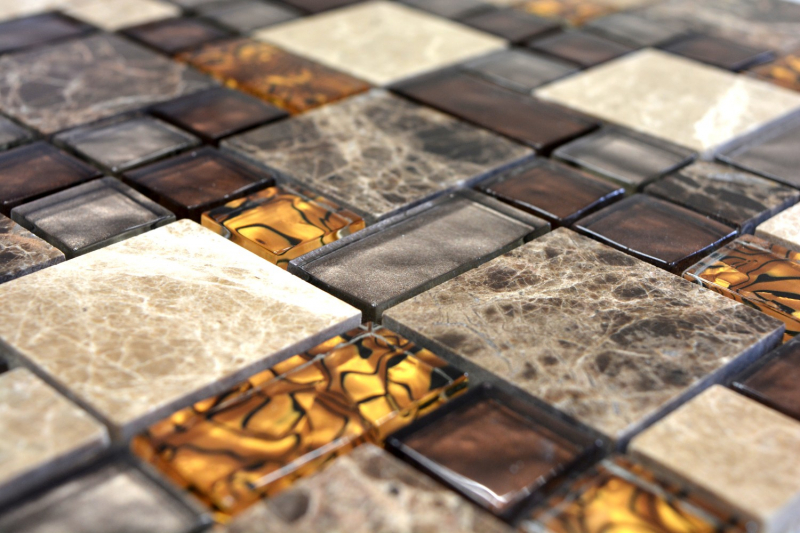 Mosaic tile Translucent beige brown Combination glass mosaic Crystal stone beige brown MOS88-1303_f