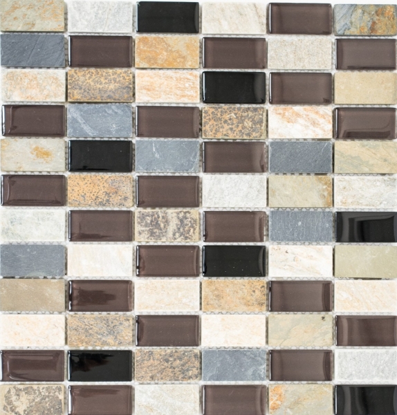 Hand pattern mosaic tile translucent beige brown gray black rectangle glass mosaic Crystal stone MOS87-1312_m