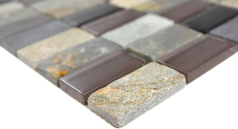 Rectangular mosaic tiles glass mosaic beige black anthrzit stone tile backsplash kitchen backsplash bathroom WC - MOS87-1312