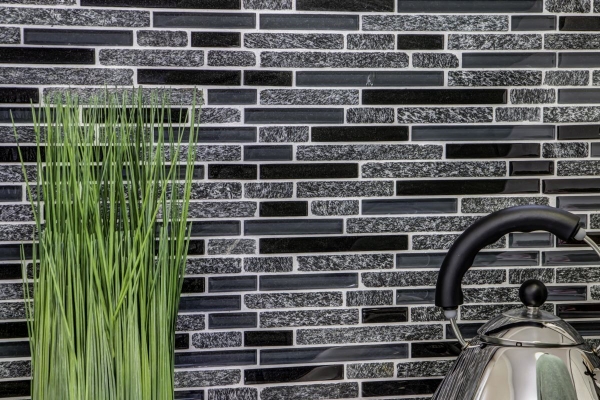 Hand-painted mosaic tile tile mirror translucent gray black composite glass mosaic Crystal stone gray black MOS86-0208_m