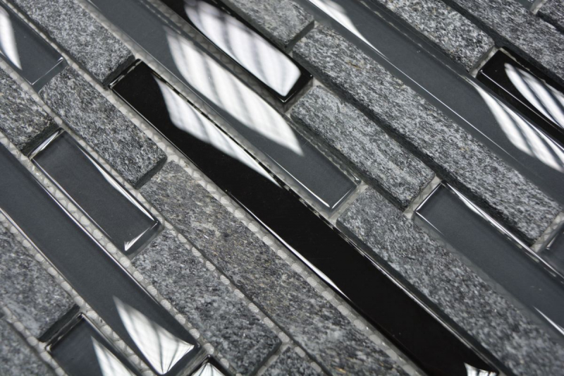 Hand-painted mosaic tile tile mirror translucent gray black composite glass mosaic Crystal stone gray black MOS86-0208_m