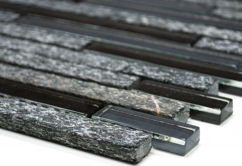 Hand-painted mosaic tile tile mirror translucent gray black composite glass mosaic Crystal stone gray black MOS86-0208_m
