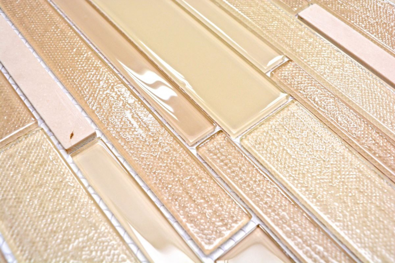 Hand-painted mosaic tile Tile backsplash Translucent beige Composite glass mosaic Crystal stone beige MOS67-GV14_m