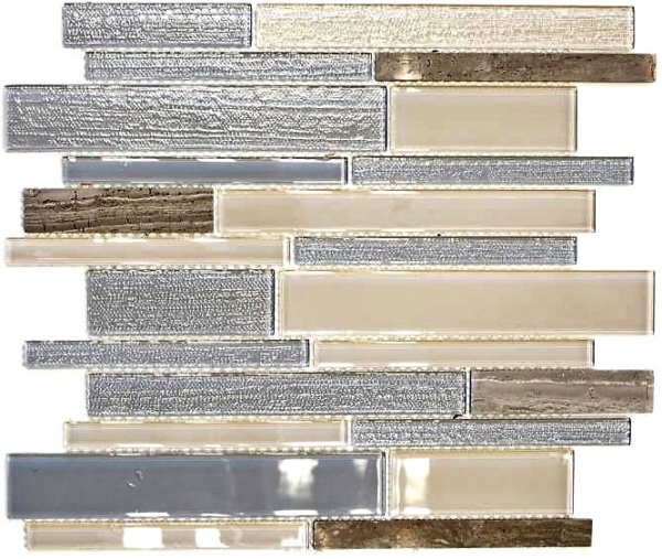 Hand-painted mosaic tile Tile backsplash Translucent beige gray Composite glass mosaic Crystal stone beige gray MOS67-GV24_m