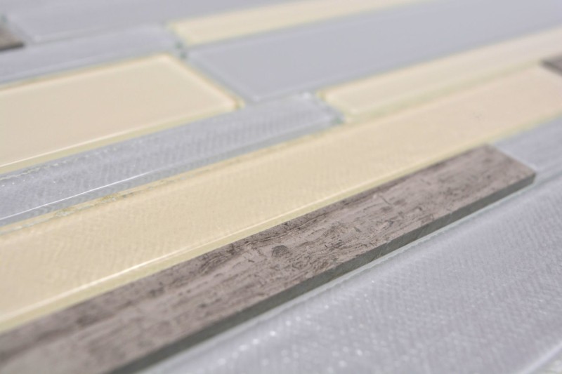 Glass mosaic natural stone mosaic tiles composite rods beige gray anthracite light brown tile backsplash wall kitchen - MOS67-GV24