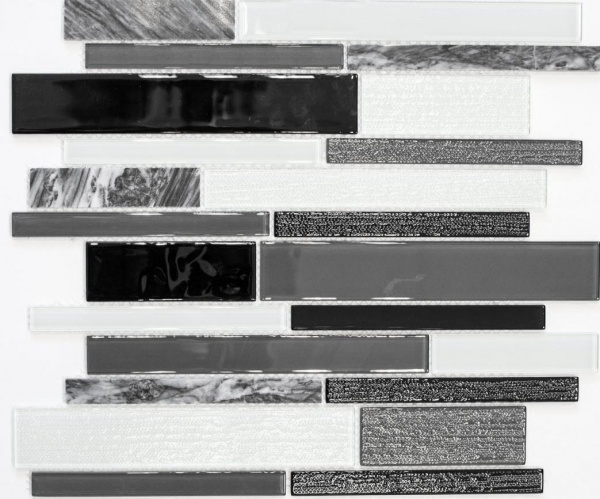 Hand-painted mosaic tile Tile backsplash Translucent gray black Composite glass mosaic Crystal stone clear gray black MOS67-GV34_m