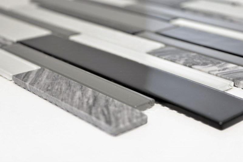 Hand-painted mosaic tile Tile backsplash Translucent gray black Composite glass mosaic Crystal stone clear gray black MOS67-GV34_m