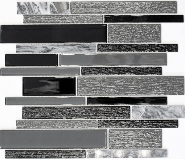 Hand-painted mosaic tile Tile backsplash Translucent gray black Composite glass mosaic Crystal stone gray black MOS67-GV44_m
