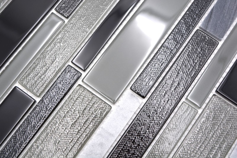 Glass mosaic natural stone mosaic tile composite marble gray anthracite black wall tile bathroom kitchen toilet - MOS67-GV44