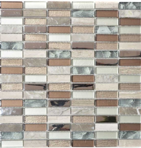 Rectangular mosaic tiles glass mosaic rods light brown silver gray natural stone marble tile backsplash kitchen wall - MOS87-SM68