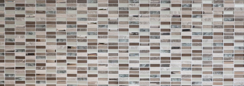 Rectangular mosaic tiles glass mosaic rods light brown silver gray natural stone marble tile backsplash kitchen wall - MOS87-SM68