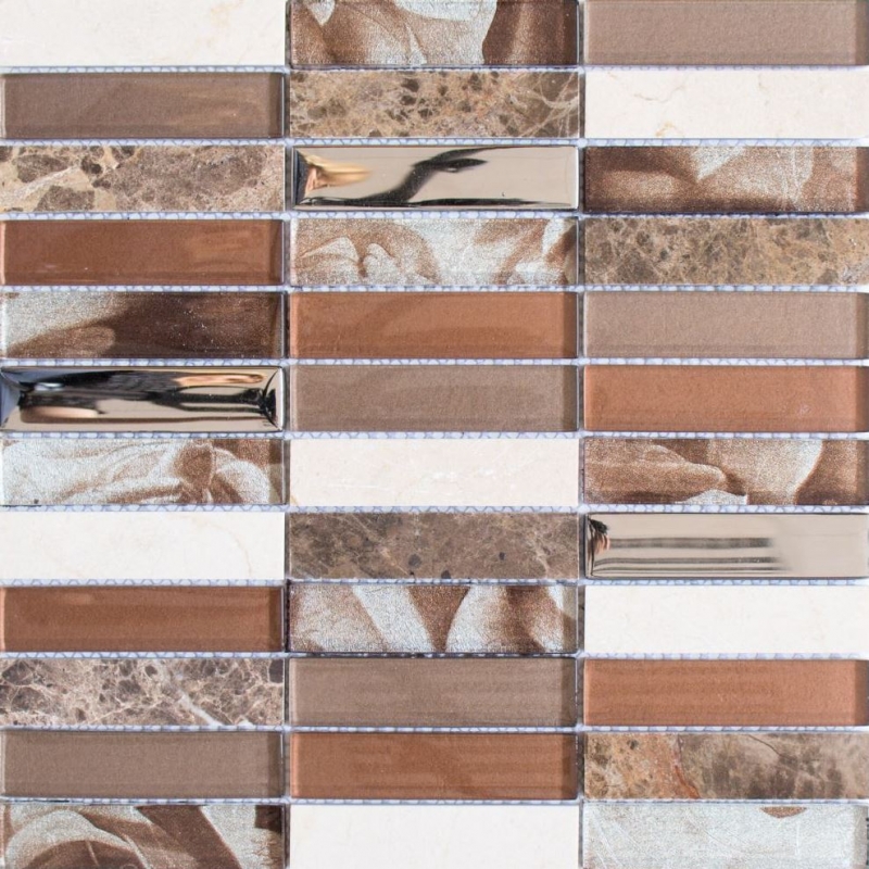 Rectangular mosaic tiles glass mosaic stone brown bronze silver copper tile backsplash kitchen tile wall WC - MOS87-78X