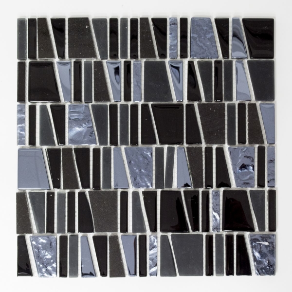 Hand-painted mosaic tile Tile backsplash Translucent black Ladder glass mosaic Crystal stone EP black MOS87-0107_m
