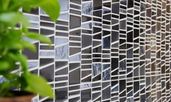 Mosaic tile kitchen splashback translucent black ladder glass mosaic Crystal stone EP black MOS87-0107_f