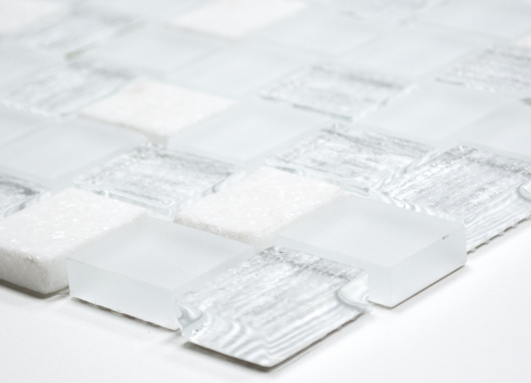 Hand pattern mosaic tile translucent white rectangle glass mosaic Crystal stone white MOS82-0111_m
