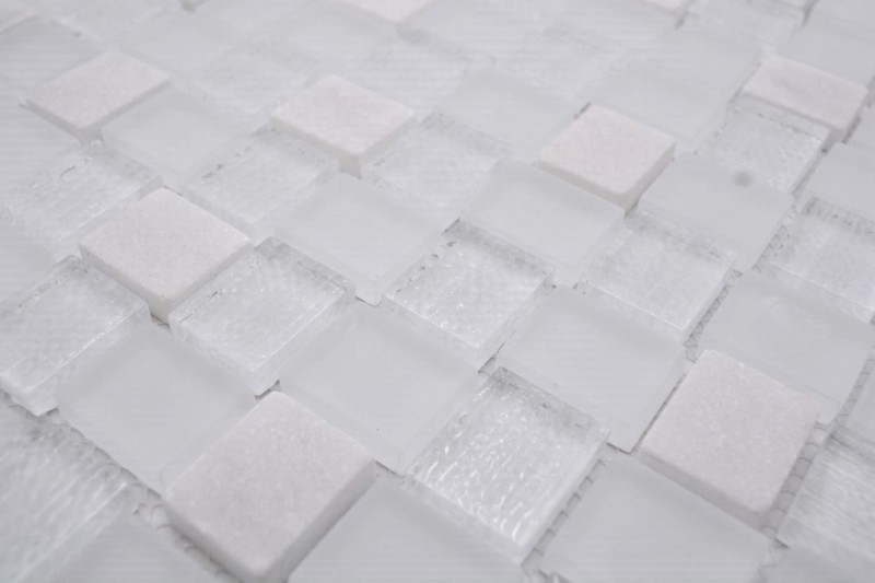 Natural stone rustic mosaic tile glass mosaic marble frosted glass white clear frosted tile backsplash wall bathroom kitchen WC - MOS82-0111