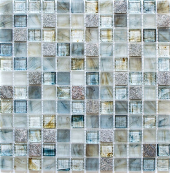 Natural stone glass mosaic mosaic tiles cream light gray anthracite blue-gray greenish tile backsplash wall cladding - MOS94-2505