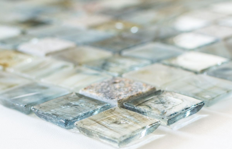 Natural stone glass mosaic mosaic tiles cream light gray anthracite blue-gray greenish tile backsplash wall cladding - MOS94-2505