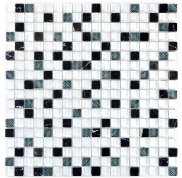 Hand-painted mosaic tile Translucent white gray Glass mosaic Crystal stone super white matt black MOS92-0103_m