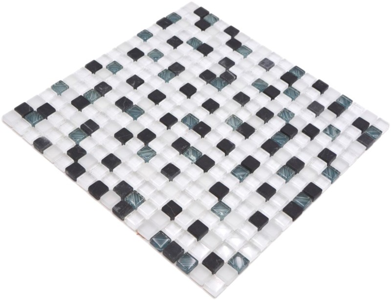 Glass mosaic natural stone mosaic tile white dark gray black backsplash - MOS92-0103