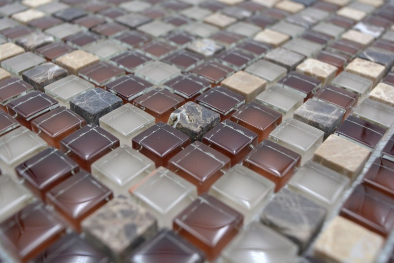 Glass mosaic natural stone mosaic tile dark brown light brown ochre BATH WC kitchen WALL tile backsplash - MOS92-1304
