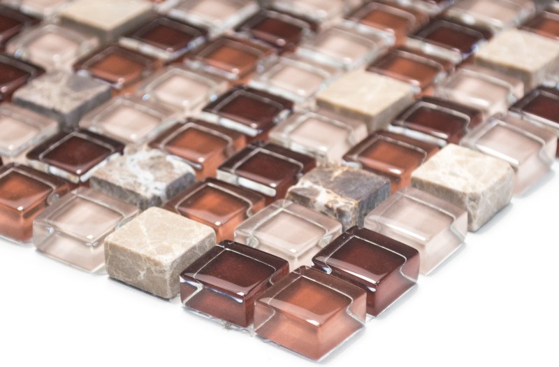 Glass mosaic natural stone mosaic tile dark brown light brown ochre BATH WC kitchen WALL tile backsplash - MOS92-1304