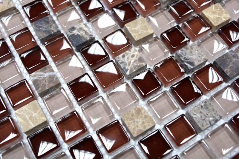 Glass mosaic natural stone mosaic tile dark brown light brown ochre BATH WC kitchen WALL tile backsplash - MOS92-1304