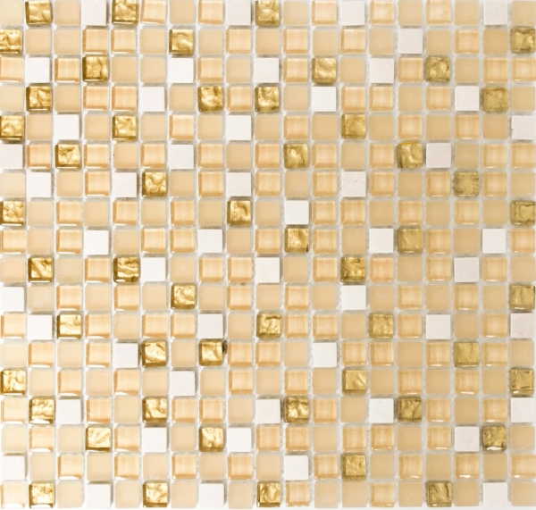 Hand-painted mosaic tile Tile backsplash Translucent white gold Glass mosaic Crystal stone white matt gold MOS92-1201_m