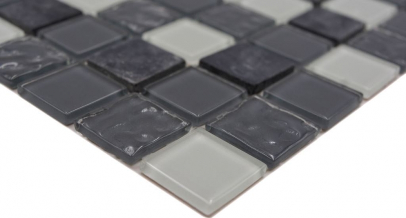 Glass mosaic natural stone mosaic tiles rustic stone gray anthracite white with structure kitchen splashback tile back - MOS62-0207-GN