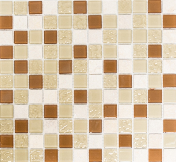 Hand-painted mosaic tile Tile backsplash Translucent beige Glass mosaic Crystal stone beige MOS62-1204-GN_m
