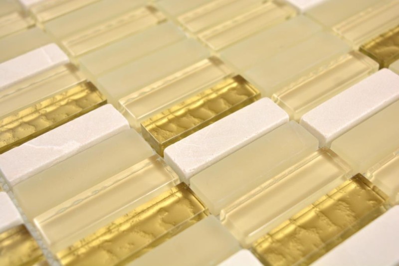 Rectangular mosaic tiles glass mosaic rods white gold brown beige natural stone marble tile backsplash kitchen wall - MOS87-1202