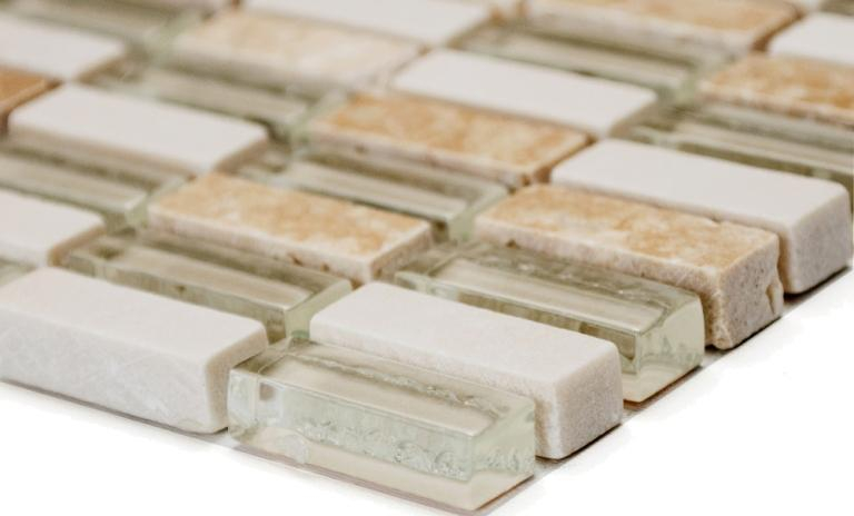 Rectangular mosaic tiles glass mosaic rods mini beige cream golden beige natural stone kitchen splashback bathroom WC wall - MOS87-1412